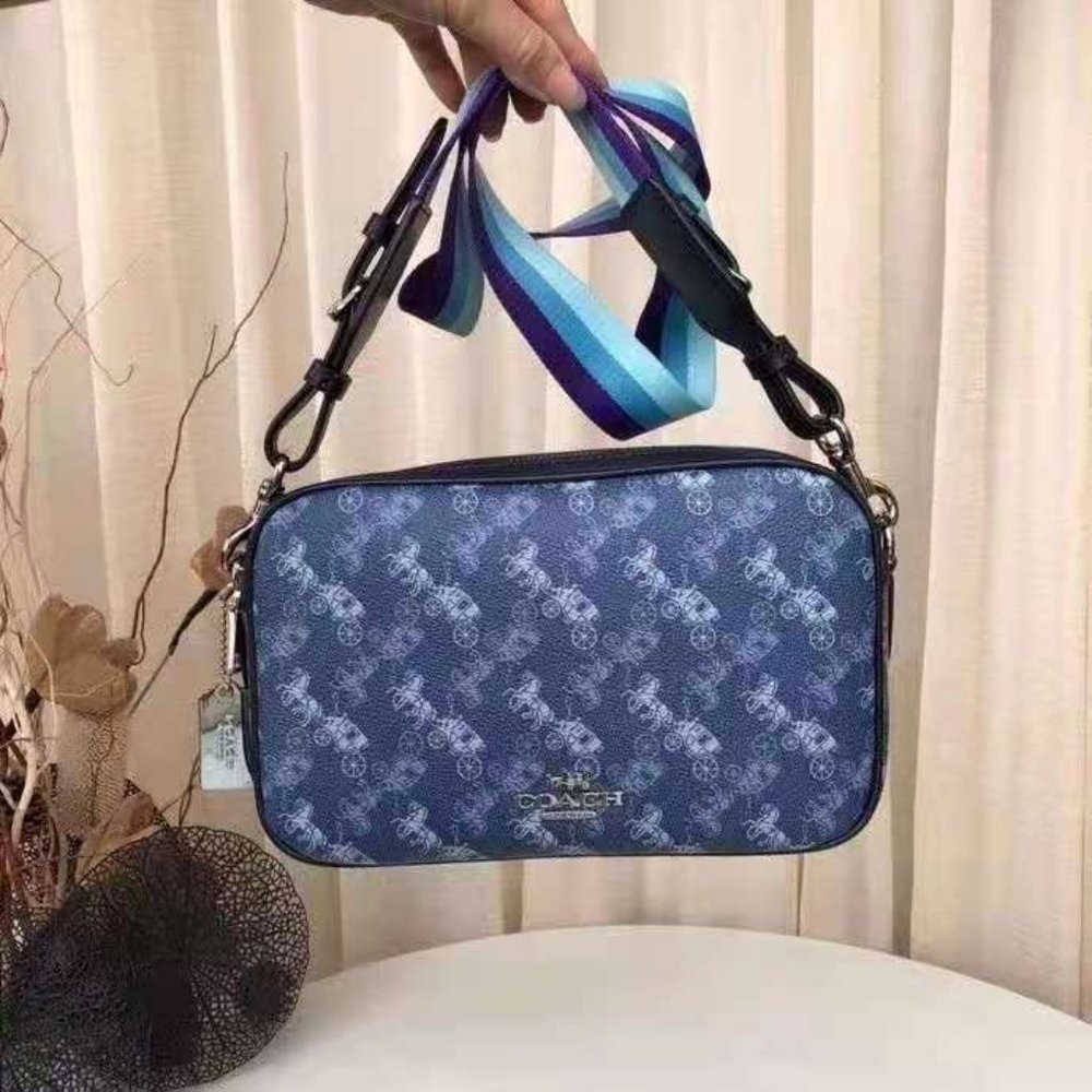 COACH Blue carriage logo camera bag